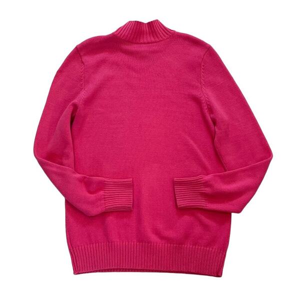 Liz Claiborne Pink Cotton Long Sleeve Turtleneck Sweater Gold Button Neck, L - Picture 3 of 10